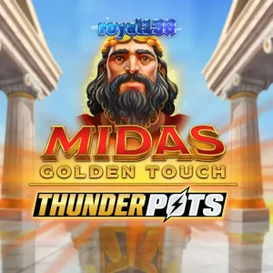 Tampilan visual slot Midas Golden Touch: Thunder Pots dengan elemen emas dan peti bonus.