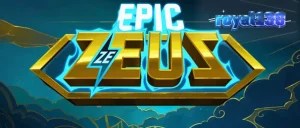Tampilan visual slot Epic Ze Zeus dengan tema dewa Yunani dan petir.